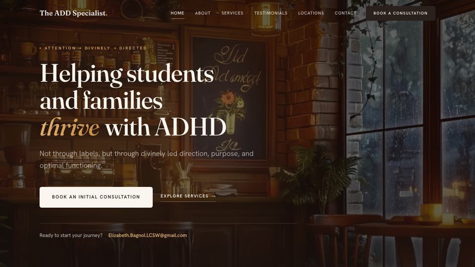 Home page of The ADD Specialist website