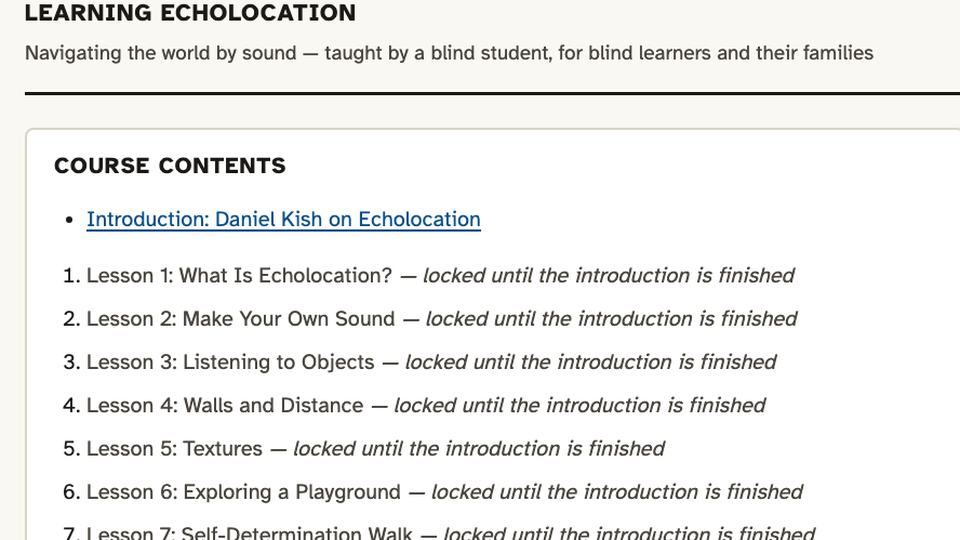 The Learning Echolocation course page