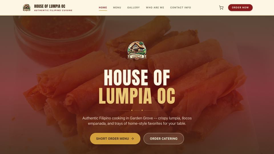 Home page of the House of Lumpia OC website